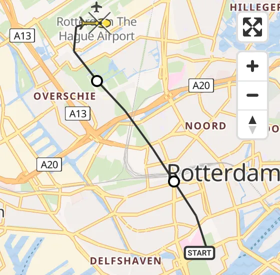 Vlucht Traumahelikopter PH-UMC van Erasmus MC naar Rotterdam The Hague Airport op vrijdag 19 juli 2024 13:16