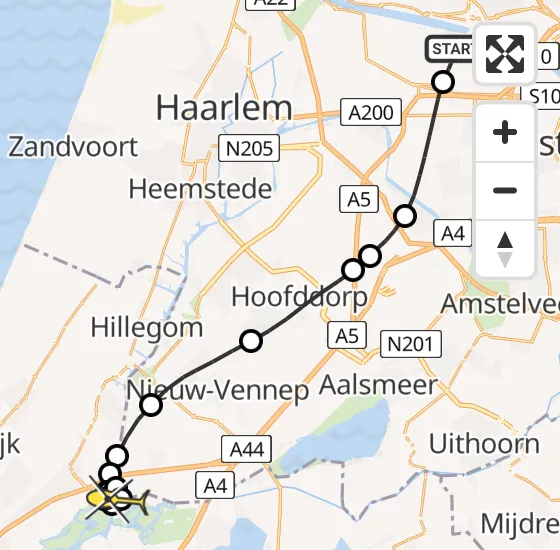 Vlucht Traumahelikopter PH-DOC van Amsterdam Heliport naar Kaag op vrijdag 19 juli 2024 13:53