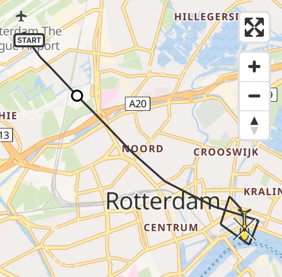 Vlucht Traumahelikopter PH-UMC van Rotterdam The Hague Airport naar Rotterdam op vrijdag 19 juli 2024 15:49