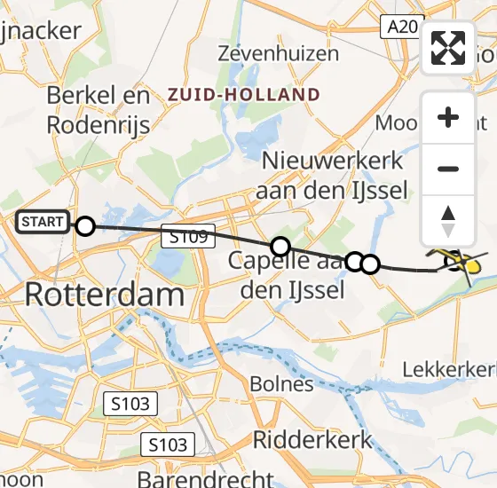 Vlucht Traumahelikopter PH-UMC van Rotterdam The Hague Airport naar Berkenwoude op vrijdag 19 juli 2024 17:29