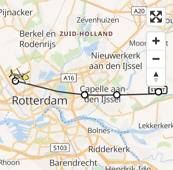 Vlucht Traumahelikopter PH-UMC van Berkenwoude naar Rotterdam The Hague Airport op vrijdag 19 juli 2024 17:49