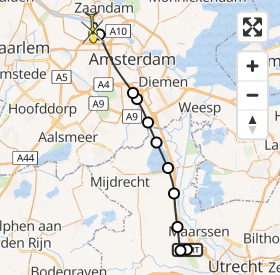 Vlucht Traumahelikopter PH-DOC van Utrecht naar Amsterdam Heliport op vrijdag 19 juli 2024 18:49