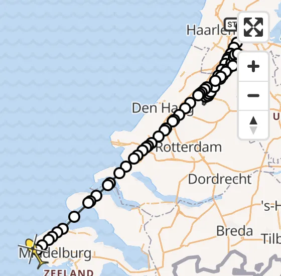 Vlucht Traumahelikopter PH-DOC van Amsterdam Heliport naar Zoutelande op vrijdag 19 juli 2024 19:54