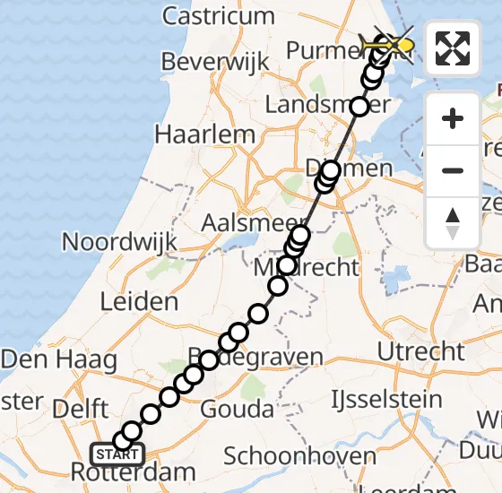 Vlucht Traumahelikopter PH-UMC van Rotterdam The Hague Airport naar Edam op vrijdag 19 juli 2024 21:42