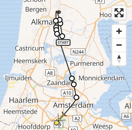 Vlucht Politiehelikopter PH-PXA van Noordeinde naar Amsterdam op vrijdag 19 juli 2024 21:48