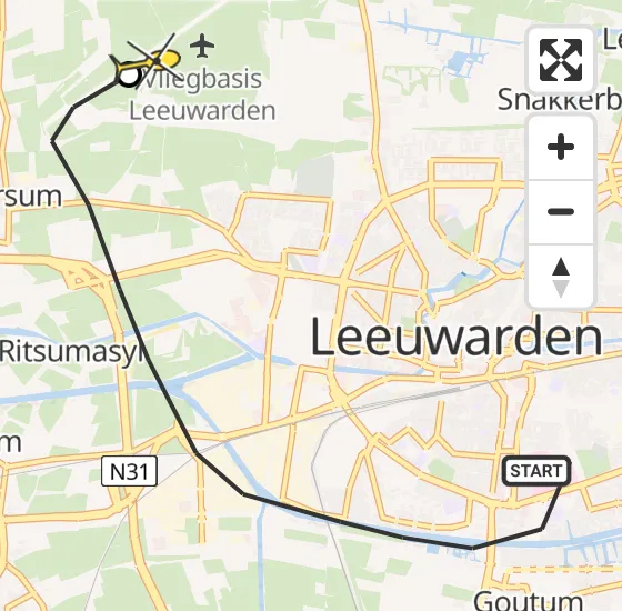 Vlucht Ambulancehelikopter PH-OOP van Leeuwarden naar Vliegbasis Leeuwarden op zaterdag 20 juli 2024 0:11