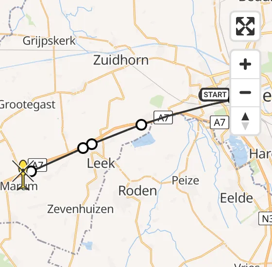 Vlucht Traumahelikopter PH-MAA van Groningen naar Marum op zaterdag 20 juli 2024 8:09
