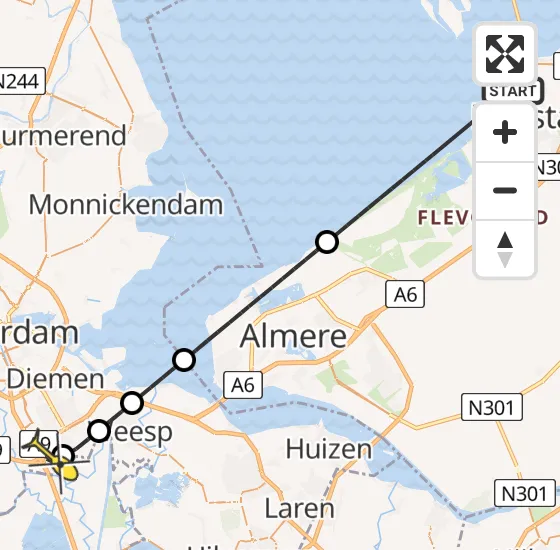 Vlucht Traumahelikopter PH-DOC van Lelystad naar Academisch Medisch Centrum (AMC) op zaterdag 20 juli 2024 10:27