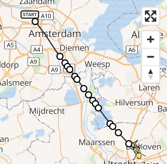 Vlucht Traumahelikopter PH-DOC van Amsterdam Heliport naar Bilthoven op zaterdag 20 juli 2024 13:16