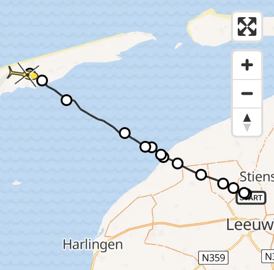 Vlucht Ambulancehelikopter PH-OOP van Vliegbasis Leeuwarden naar Midsland op zaterdag 20 juli 2024 13:33
