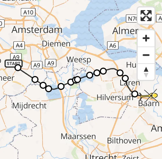 Vlucht Politiehelikopter PH-PXY van Aalsmeer naar Eemnes op zaterdag 20 juli 2024 20:10