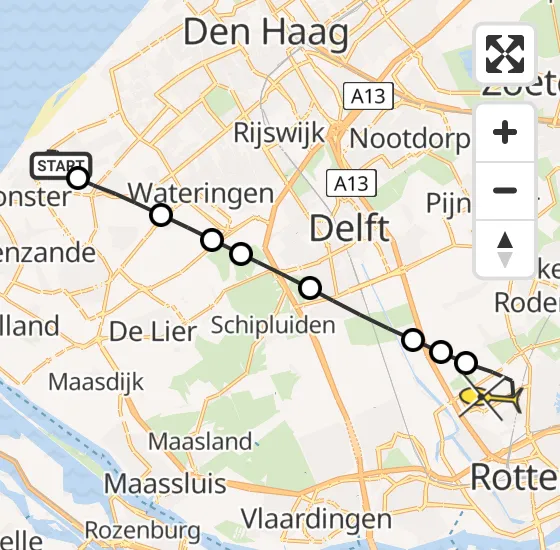 Vlucht Traumahelikopter PH-UMC van Monster naar Rotterdam The Hague Airport op zaterdag 20 juli 2024 20:39
