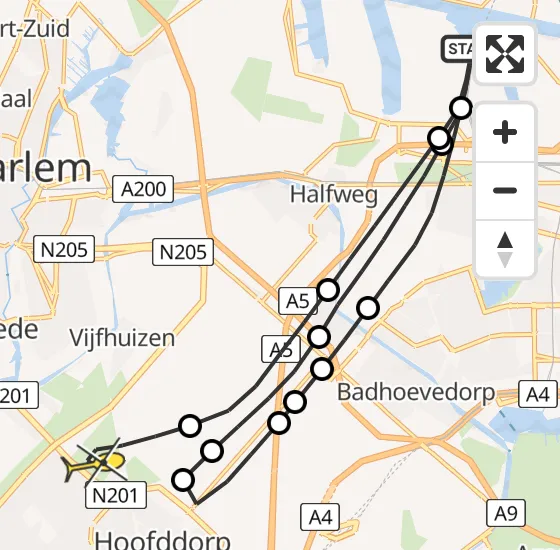 Vlucht Traumahelikopter PH-DOC van Amsterdam Heliport naar Hoofddorp op zaterdag 20 juli 2024 20:42