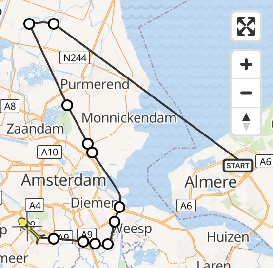 Vlucht Politiehelikopter PH-PXY van Almere naar Amstelveen op zaterdag 20 juli 2024 21:07