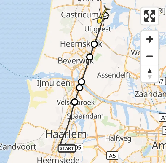 Vlucht Traumahelikopter PH-DOC van Haarlem naar Akersloot op zaterdag 20 juli 2024 21:32
