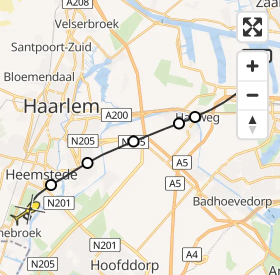 Vlucht Traumahelikopter PH-DOC van Amsterdam Heliport naar Heemstede op zaterdag 20 juli 2024 22:32