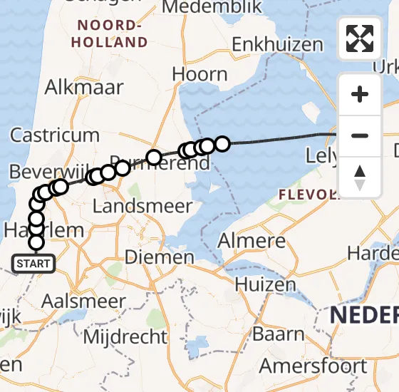 Vlucht Traumahelikopter PH-DOC van Heemstede naar Lelystad op zaterdag 20 juli 2024 22:40