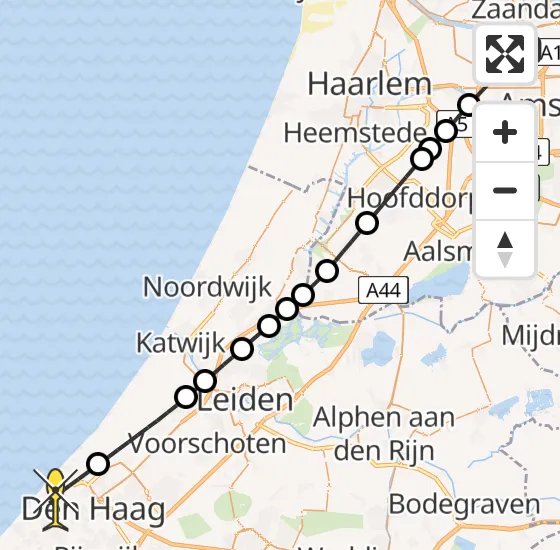 Vlucht Traumahelikopter PH-DOC van Amsterdam Heliport naar Den Haag op zondag 21 juli 2024 0:20