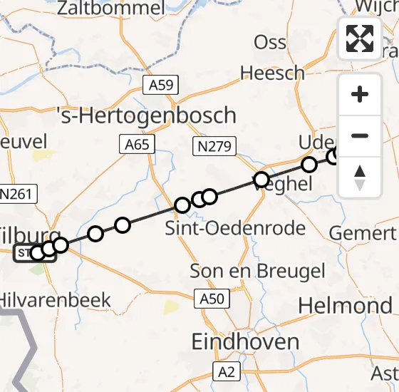Vlucht Traumahelikopter PH-LLN van Tilburg naar Vliegbasis Volkel op zondag 21 juli 2024 6:39