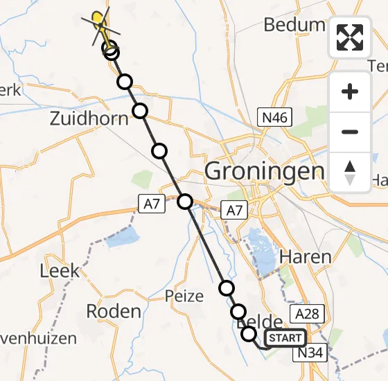 Vlucht Traumahelikopter PH-MAA van Groningen Airport Eelde naar Oldehove op zondag 21 juli 2024 11:01