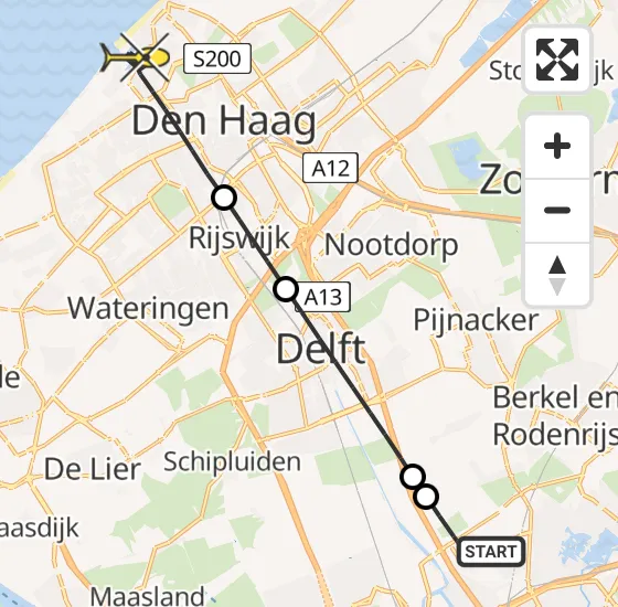 Vlucht Traumahelikopter PH-UMC van Rotterdam The Hague Airport naar Den Haag op zondag 21 juli 2024 11:47