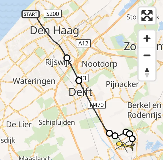 Vlucht Traumahelikopter PH-UMC van Den Haag naar Rotterdam The Hague Airport op zondag 21 juli 2024 12:42