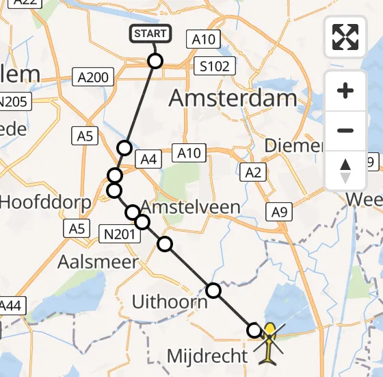 Vlucht Traumahelikopter PH-DOC van Amsterdam Heliport naar Vinkeveen op zondag 21 juli 2024 13:04
