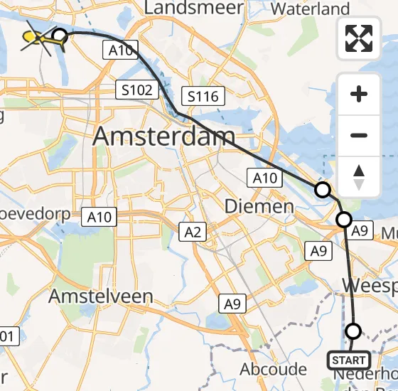 Vlucht Traumahelikopter PH-DOC van Nigtevecht naar Amsterdam Heliport op zondag 21 juli 2024 14:05