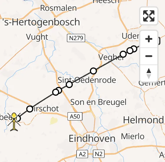 Vlucht Traumahelikopter PH-LLN van Vliegbasis Volkel naar Diessen op zondag 21 juli 2024 15:20