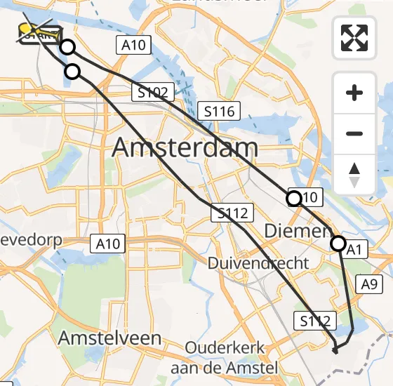 Vlucht Traumahelikopter PH-DOC van Amsterdam Heliport naar Amsterdam Heliport op zondag 21 juli 2024 16:12