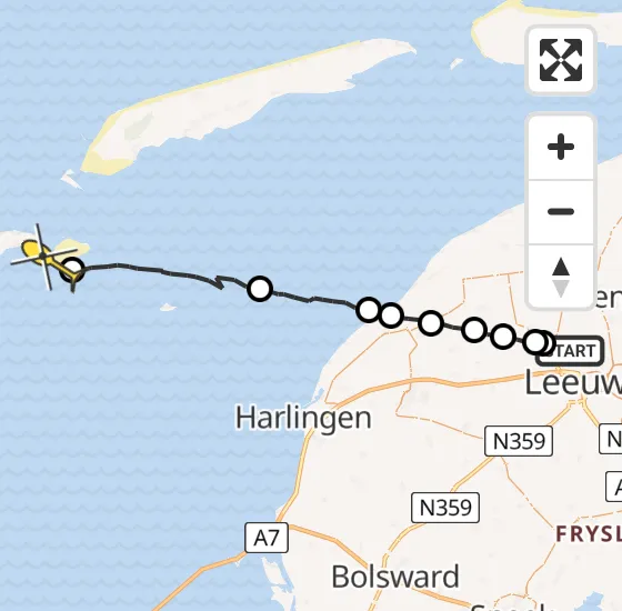 Vlucht Ambulancehelikopter PH-HOW van Ingelum naar Vlieland op zondag 21 juli 2024 16:26