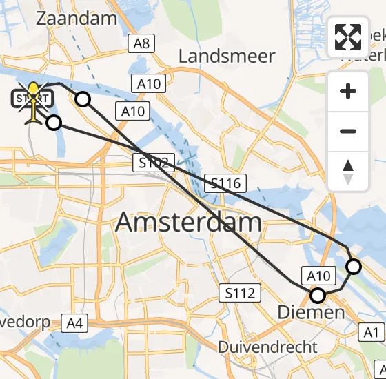 Vlucht Traumahelikopter PH-DOC van Amsterdam Heliport naar Amsterdam Heliport op zondag 21 juli 2024 17:57