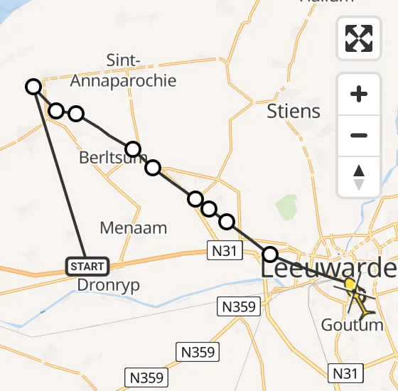 Vlucht Ambulancehelikopter PH-HOW van Skingen naar Leeuwarden op zondag 21 juli 2024 18:41
