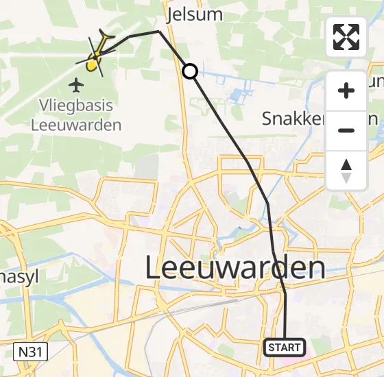 Vlucht Ambulancehelikopter PH-HOW van Leeuwarden naar Vliegbasis Leeuwarden op zondag 21 juli 2024 19:19