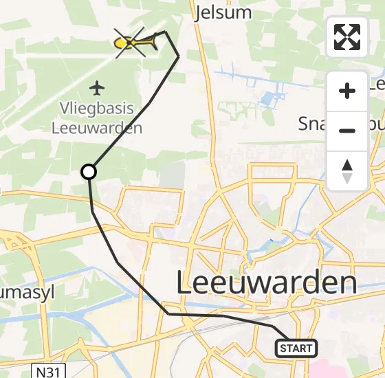 Vlucht Ambulancehelikopter PH-HOW van Leeuwarden naar Vliegbasis Leeuwarden op zondag 21 juli 2024 21:58