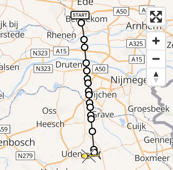 Vlucht Traumahelikopter PH-LLN van Bennekom naar Vliegbasis Volkel op zondag 21 juli 2024 23:10
