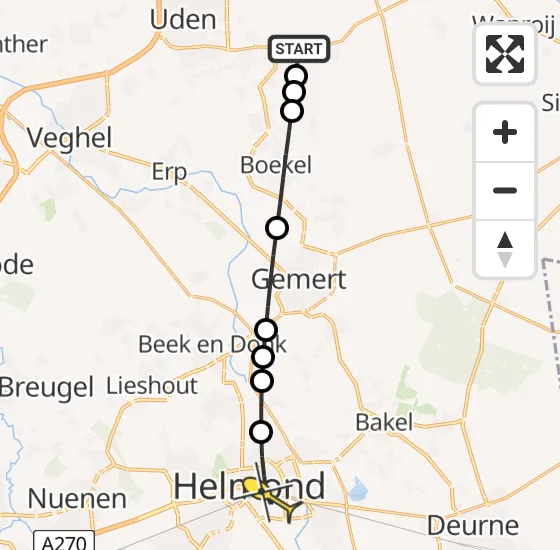 Vlucht Traumahelikopter PH-LLN van Vliegbasis Volkel naar Helmond op zondag 21 juli 2024 23:45