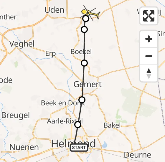 Vlucht Traumahelikopter PH-LLN van Helmond naar Vliegbasis Volkel op maandag 22 juli 2024 0:12