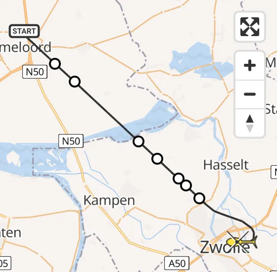 Vlucht Traumahelikopter PH-DOC van Emmeloord naar Zwolle op maandag 22 juli 2024 10:40