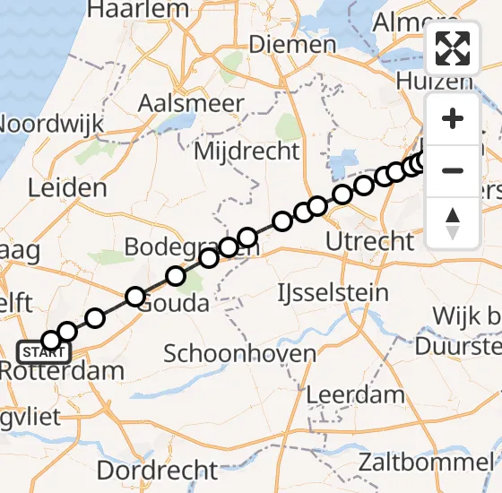 Vlucht Traumahelikopter PH-UMC van Rotterdam The Hague Airport naar Baarn op maandag 22 juli 2024 11:49