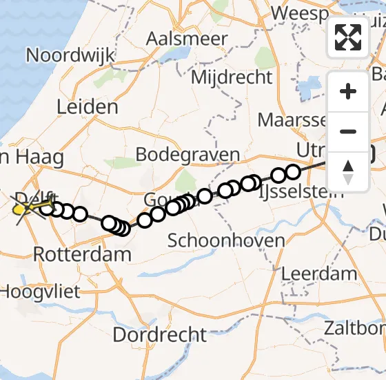 Vlucht Traumahelikopter PH-UMC van Universitair Medisch Centrum Utrecht naar Delft op maandag 22 juli 2024 12:55