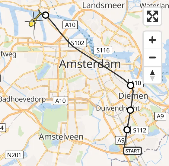 Vlucht Traumahelikopter PH-DOC van Academisch Medisch Centrum (AMC) naar Amsterdam Heliport op maandag 22 juli 2024 13:03