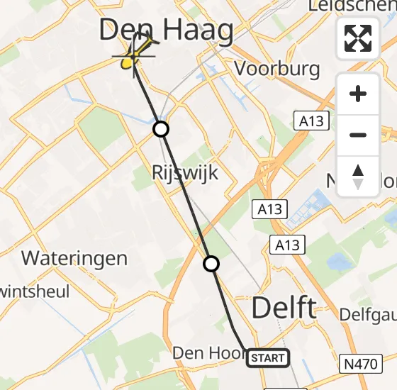Vlucht Traumahelikopter PH-UMC van Delft naar Den Haag op maandag 22 juli 2024 13:44