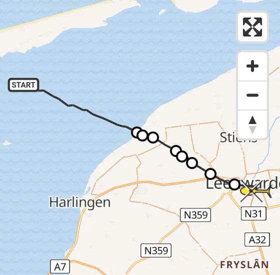Vlucht Ambulancehelikopter PH-HOW van Formerum naar Leeuwarden op maandag 22 juli 2024 14:22