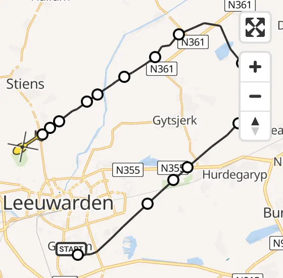 Vlucht Ambulancehelikopter PH-HOW van Goutum naar Vliegbasis Leeuwarden op maandag 22 juli 2024 15:11