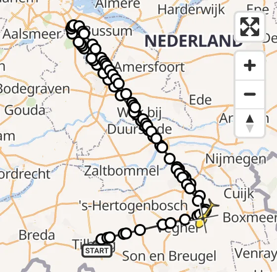 Vlucht Traumahelikopter PH-LLN van Tilburg naar Vliegbasis Volkel op maandag 22 juli 2024 17:59