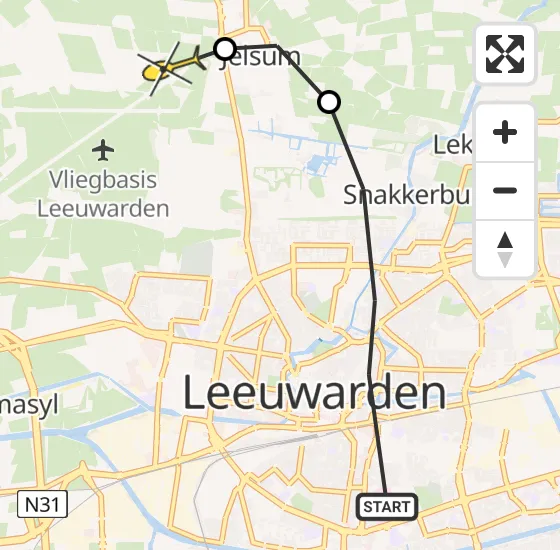 Vlucht Ambulancehelikopter PH-HOW van Leeuwarden naar Vliegbasis Leeuwarden op maandag 22 juli 2024 19:32
