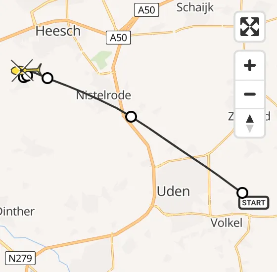 Vlucht Traumahelikopter PH-LLN van Vliegbasis Volkel naar Heesch op maandag 22 juli 2024 22:16