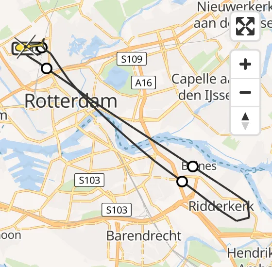 Vlucht Traumahelikopter PH-UMC van Rotterdam The Hague Airport naar Rotterdam The Hague Airport op maandag 22 juli 2024 22:56