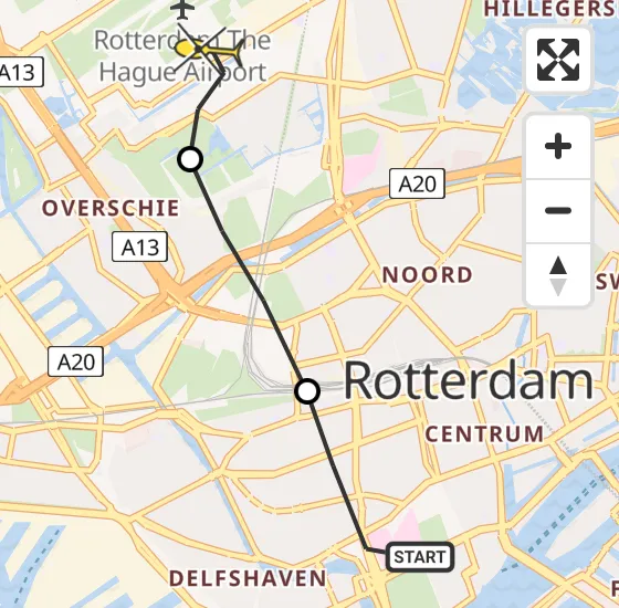 Vlucht Traumahelikopter PH-UMC van Erasmus MC naar Rotterdam The Hague Airport op dinsdag 23 juli 2024 1:28